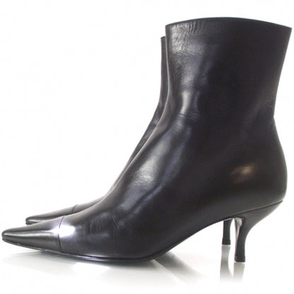 Chanel Leather Ankle Boots 38 Black 2 of 8