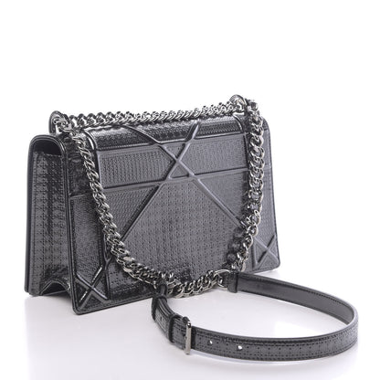 Christian Dior Metallic Patent Micro-Cannage Medium Diorama Flap Bag Onyx Black 3 of 11