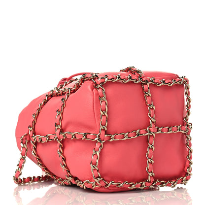 Chanel Lambskin Bucket Chain Drawstring Bag Pink 3 of 8