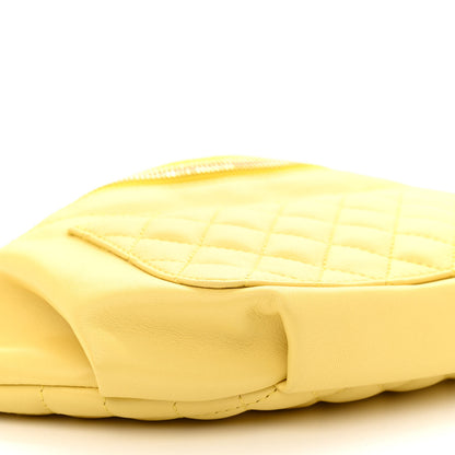 Chanel Crumpled Glazed Lambskin Quilted Waist Bag Fanny Pack Yellow 10 of 12