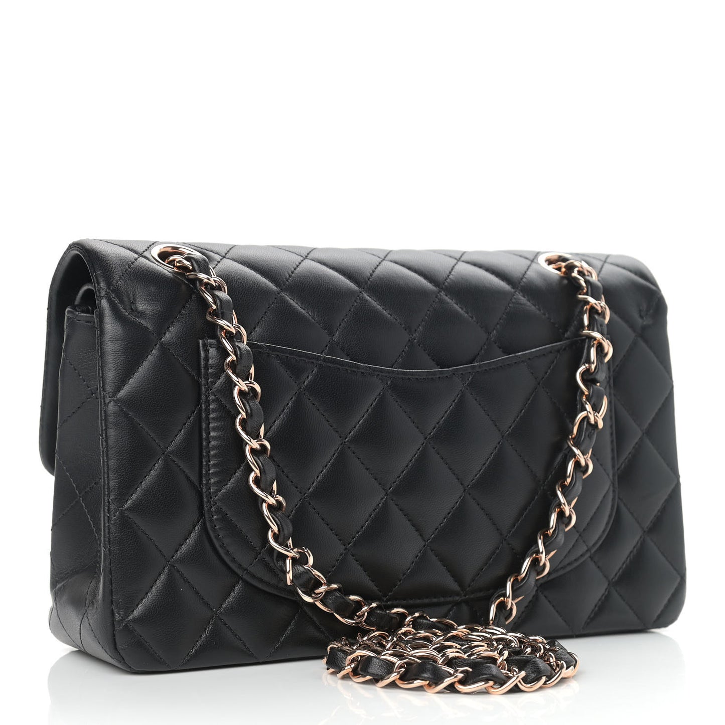 Lambskin Quilted Small Double Flap Black