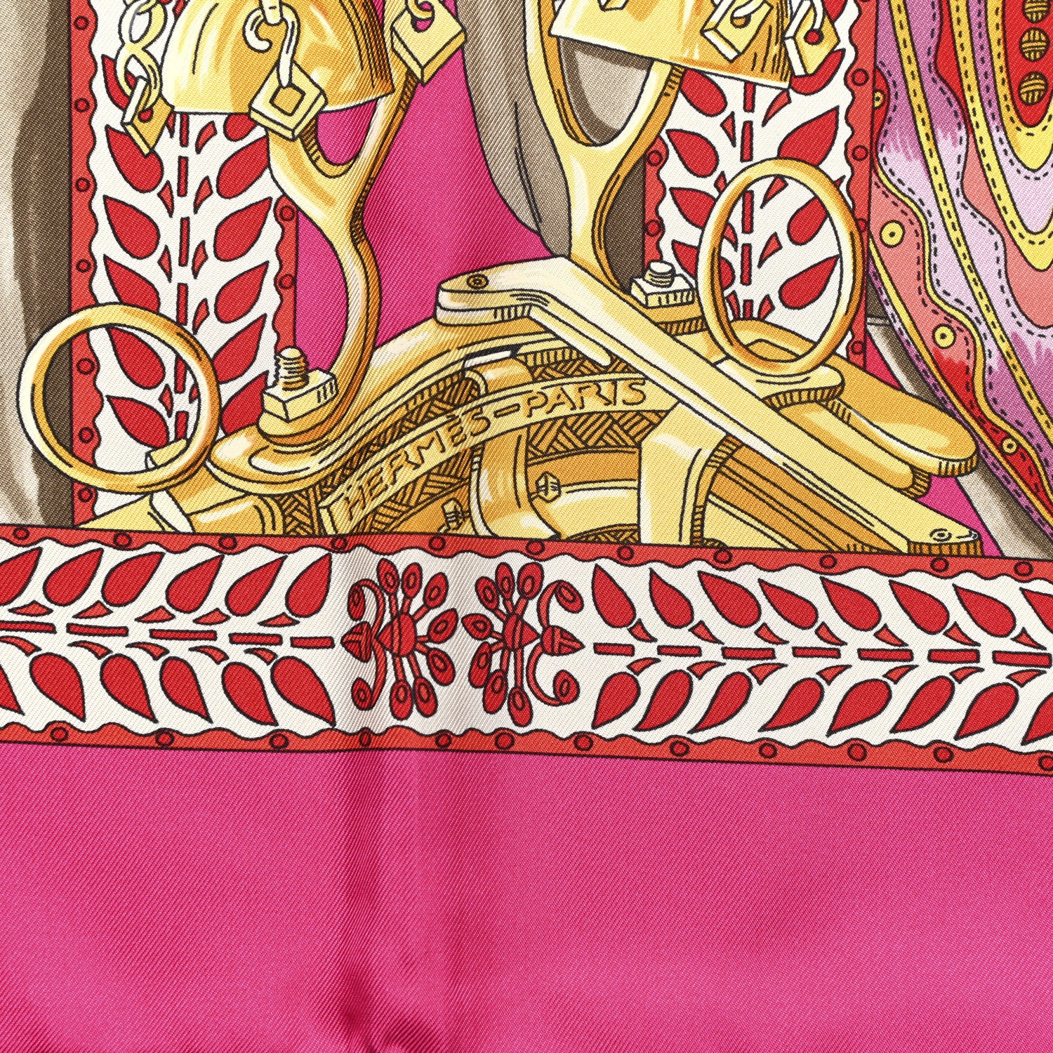 Hermes Silk La Danse Du Cheval Marwari Scarf 90 Rose Indien Rouge Multicolor 2 of 5