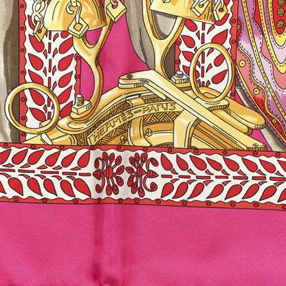 Hermes Silk La Danse Du Cheval Marwari Scarf 90 Rose Indien Rouge Multicolor 2 of 5