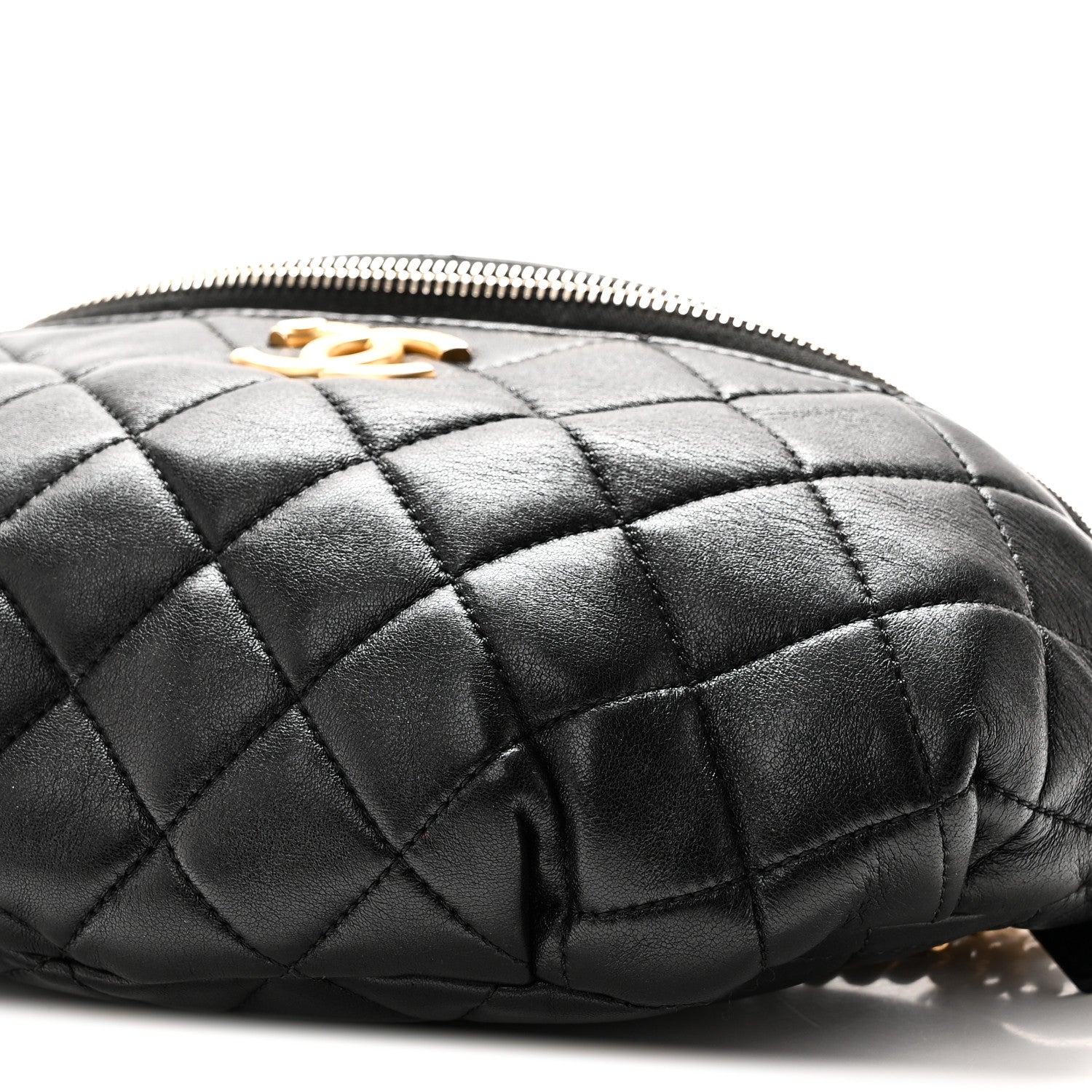 Chanel Shiny Lambskin Quilted Belt Bag Black Black 10 of 10