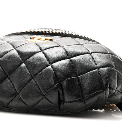 Chanel Shiny Lambskin Quilted Belt Bag Black Black 10 of 10