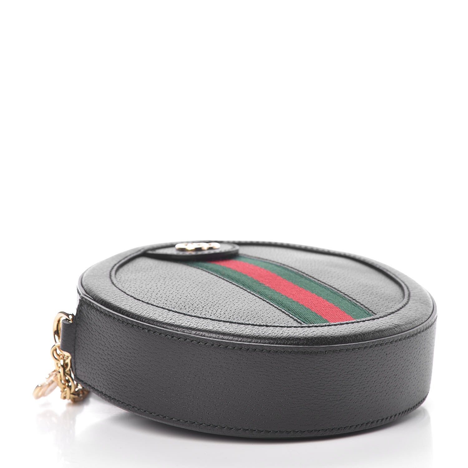 Gucci Soft Textured Calfskin Web Mini Ophidia Round Shoulder Bag Black 4 of 10