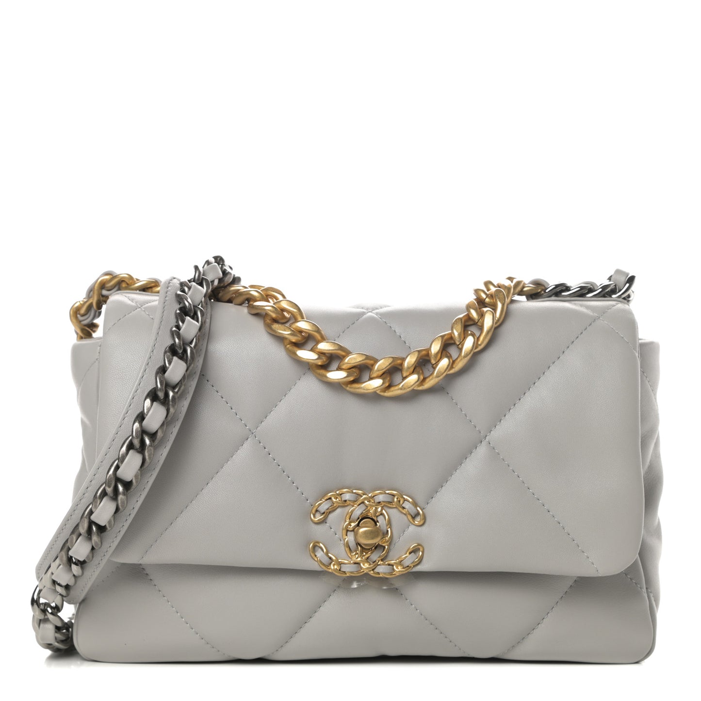 Lambskin Quilted Medium Chanel 19 Flap Grey