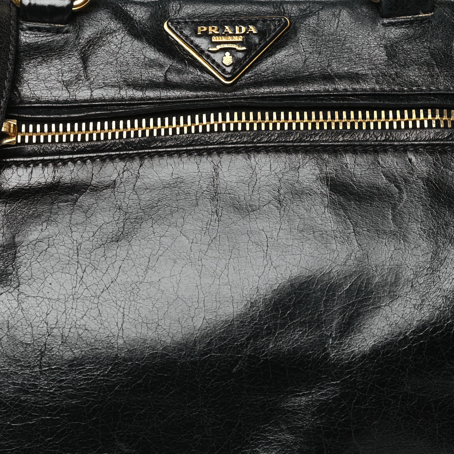 Prada Vitello Shine Satchel Black 7 of 10