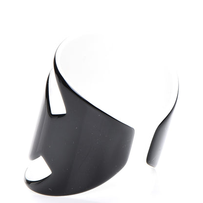Chanel Resin CC Wide Cuff Black White 3 of 5