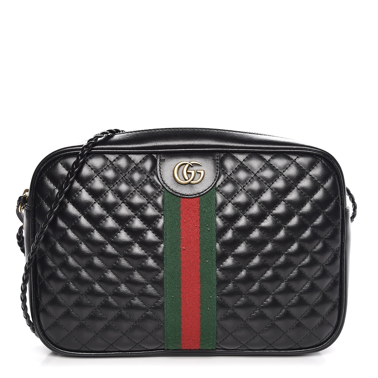 Gucci Calfskin Web Trapuntata Small GG Shoulder Bag Black 1 of 7