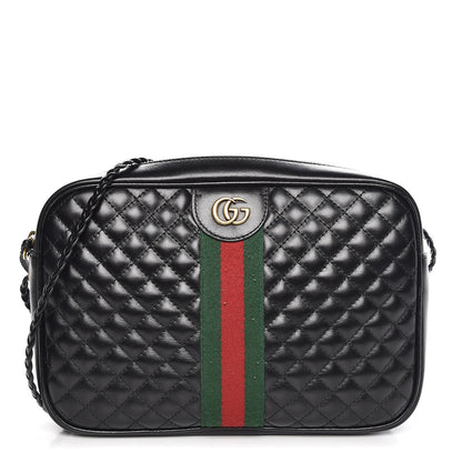 Gucci Calfskin Web Trapuntata Small GG Shoulder Bag Black 1 of 7