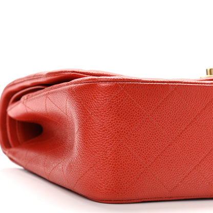 Chanel Caviar Quilted Jumbo Double Flap Red 9 of 10