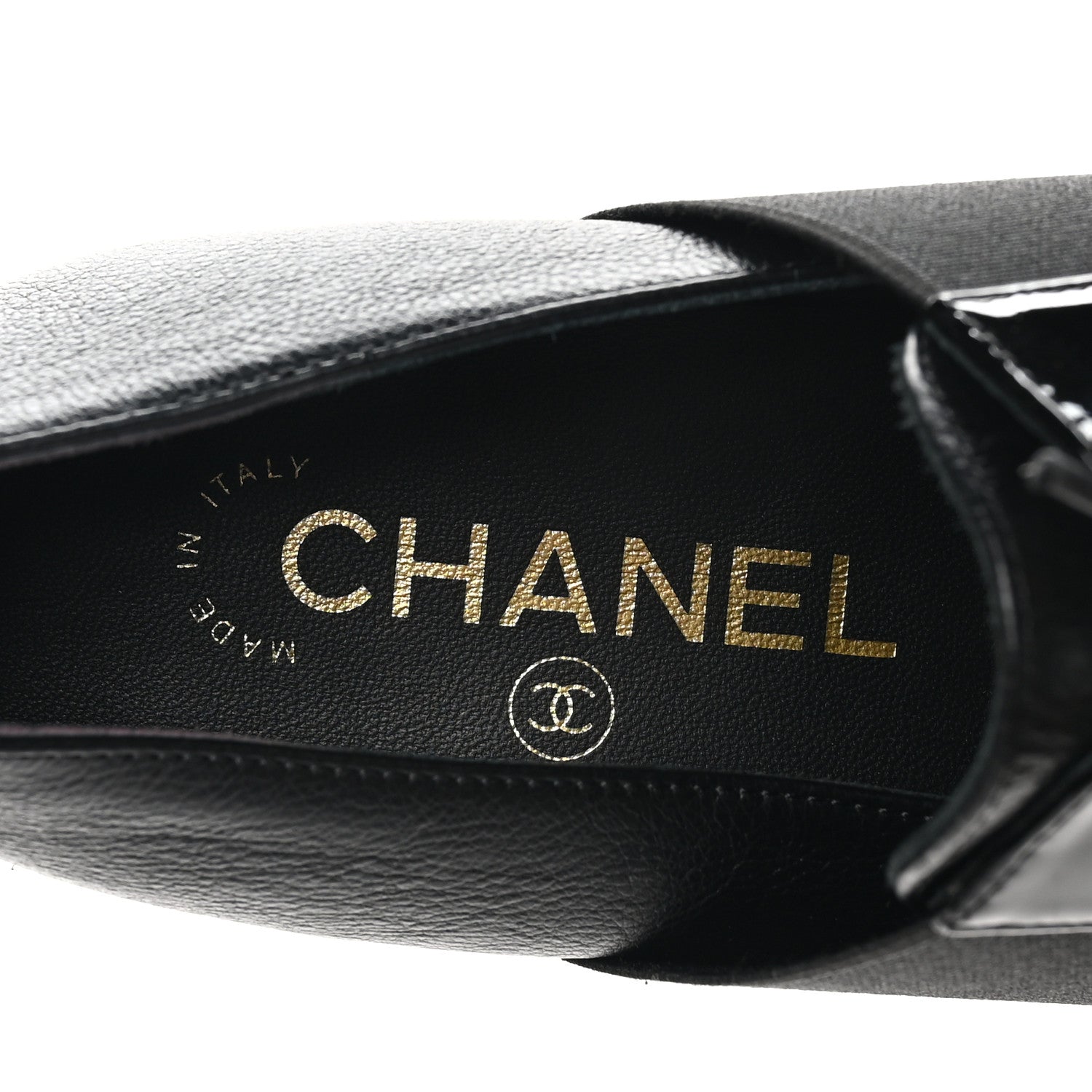 Chanel Goatskin Patent Womens CC Cap Toe Lace Up Oxfords 36.5 Black 8 of 10