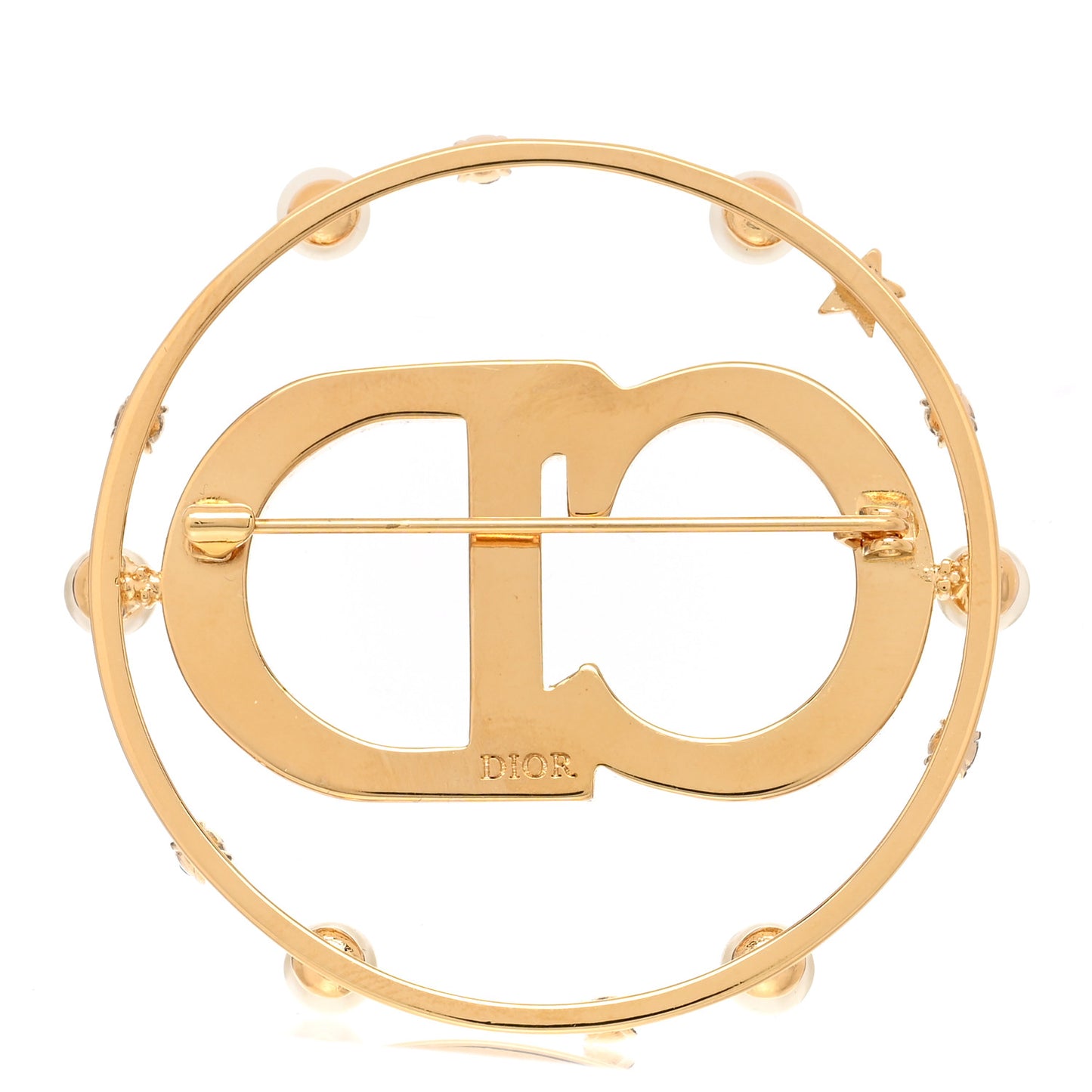 Crystal Pearl Clair D Lune Brooch Gold