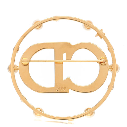 Christian Dior Crystal Pearl Clair D Lune Brooch Gold 3 of 5