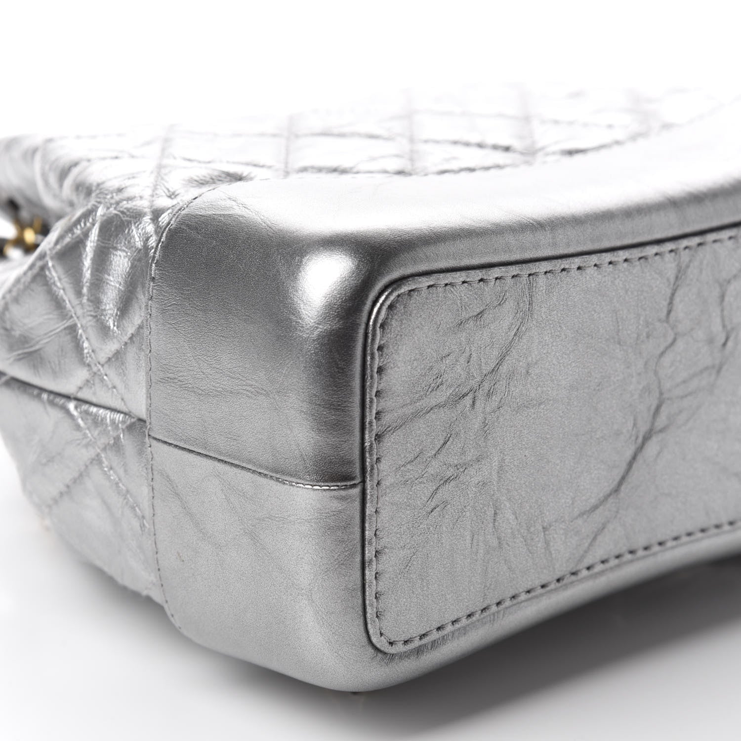 Chanel Metallic Crumpled Calfskin Quilted Small Gabrielle Backpack Silver 5 of 9