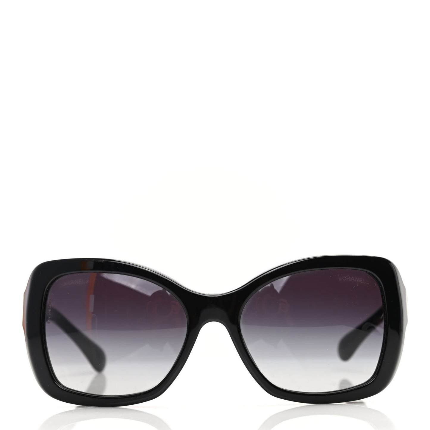 Acetate Metal Chain Square Sunglasses 5305 Black