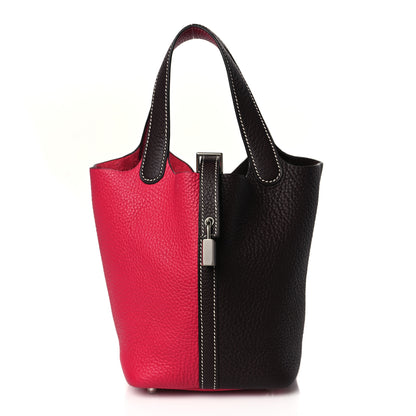 Hermes Taurillon Clemence Casaque Picotin Lock 18 PM Rouge Sellier Framboise 1 of 10