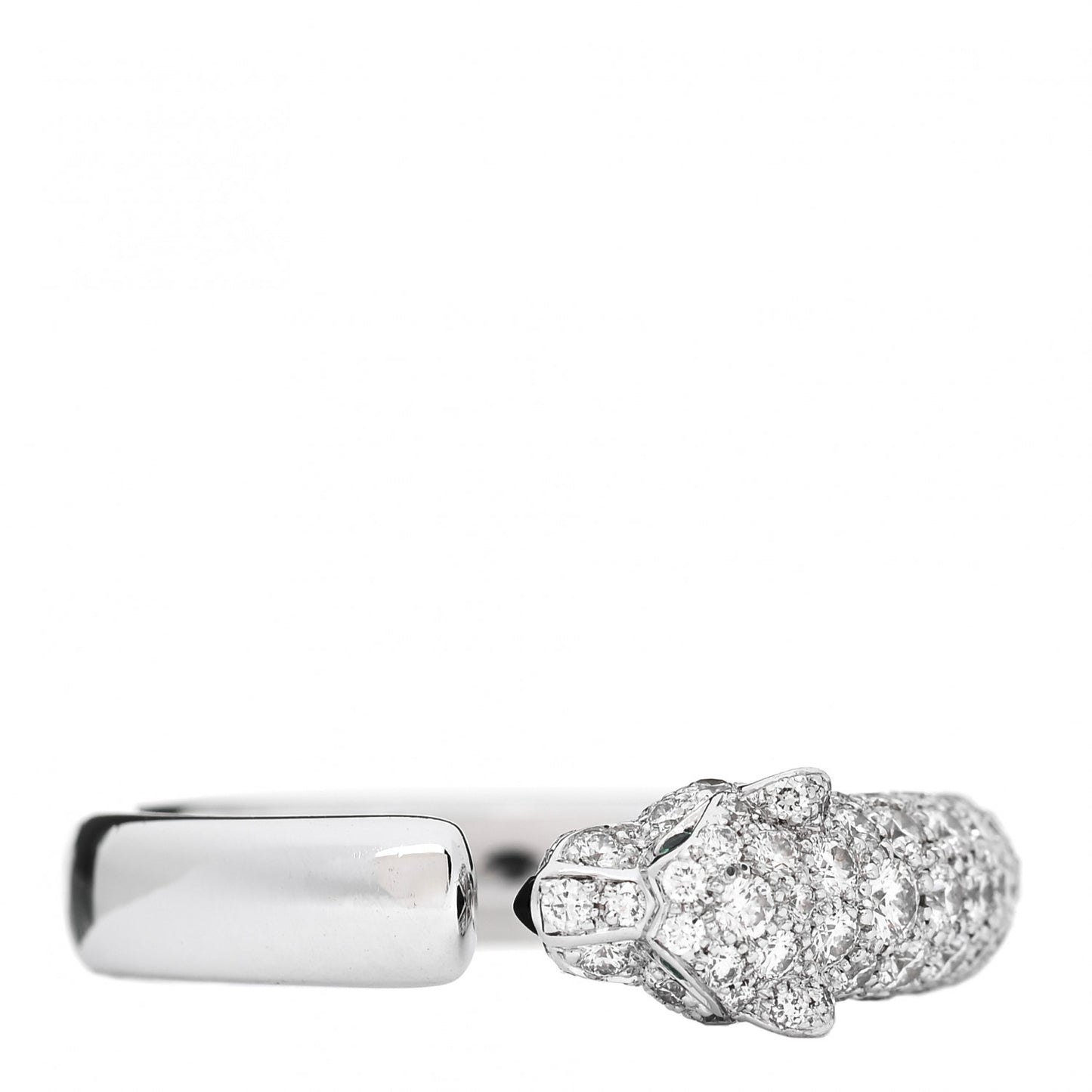 18K White Gold Diamond Black Onyx Emerald Panthere De Cartier Ring 61 9.75