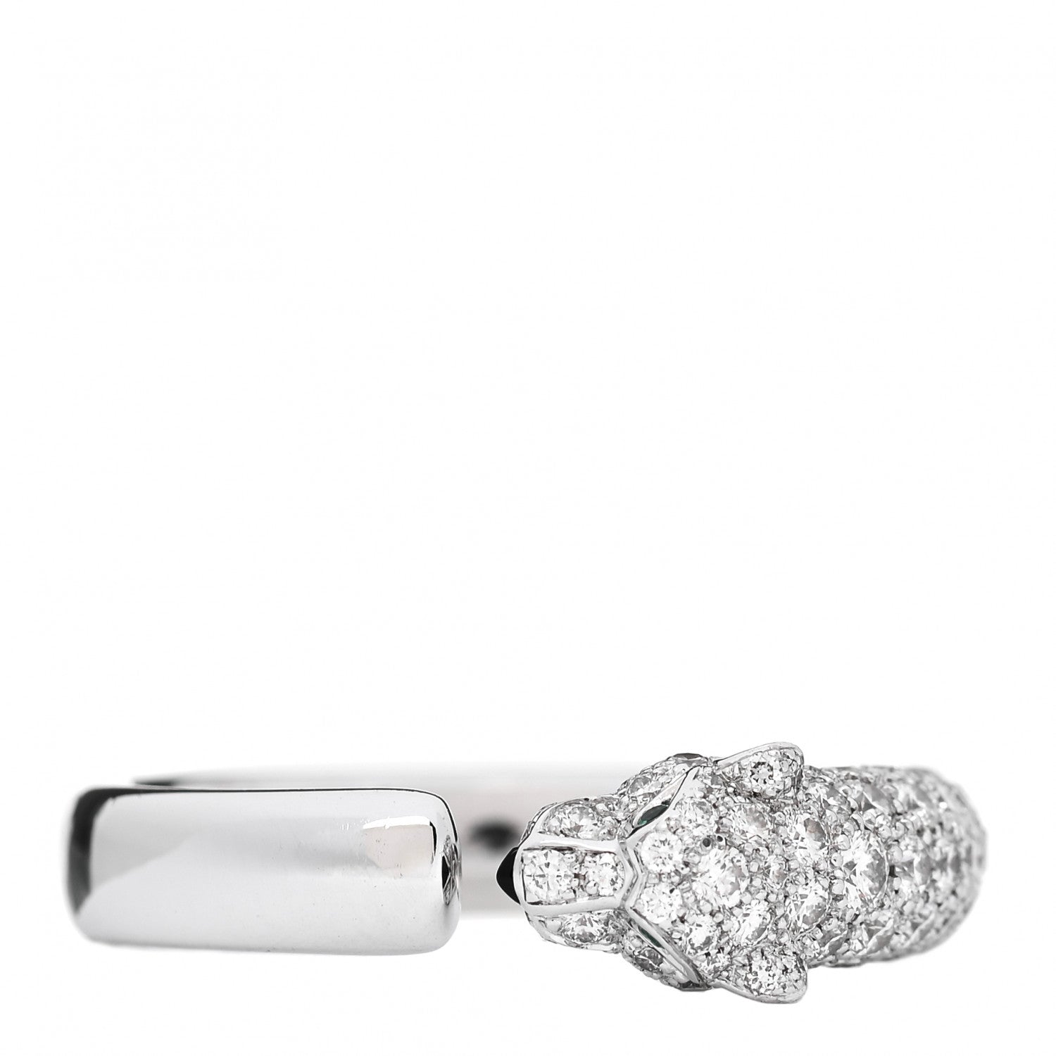 Cartier 18K White Gold Diamond Black Onyx Emerald Panthere De Cartier Ring 61 9.75 3 of 6