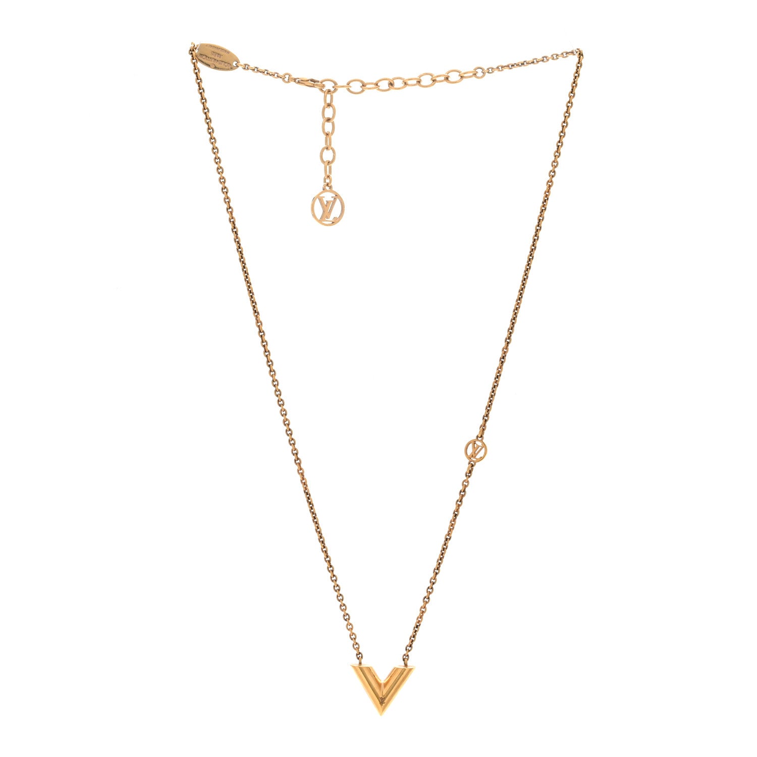Louis Vuitton Essential V Necklace Gold 3 of 7