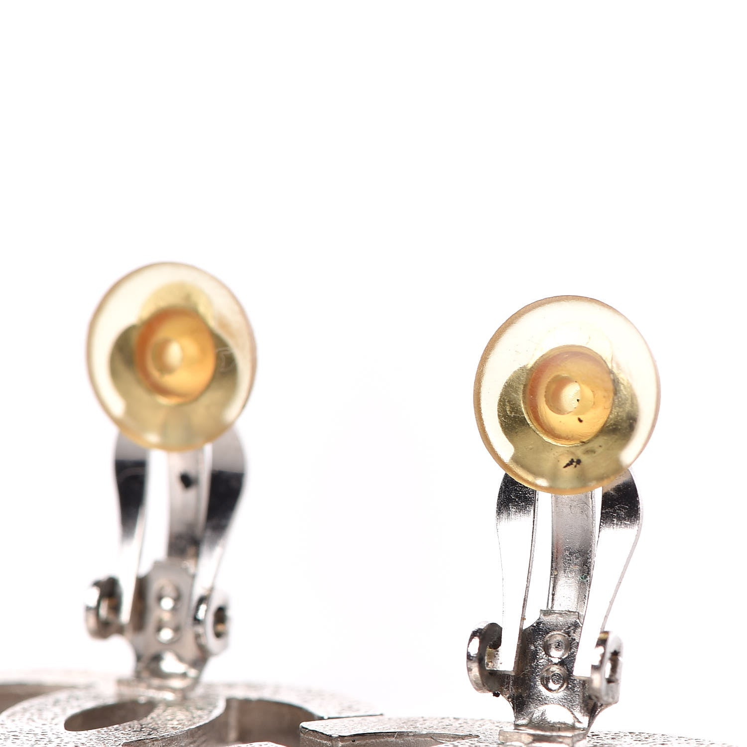 Chanel Baguette Crystal CC Clip On Earrings Silver 5 of 6