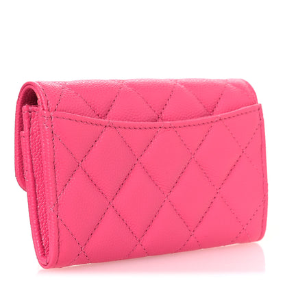 Chanel Caviar Quilted Flap Card Holder Wallet Pink 3 of 10