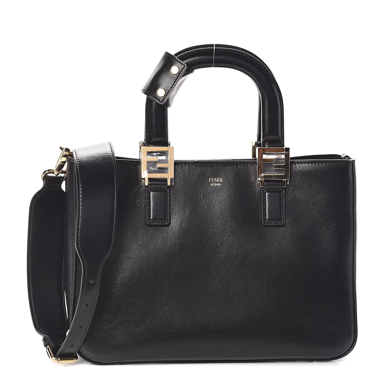 Fendi Vitello Glacier Small FF Tote Black 1 of 8