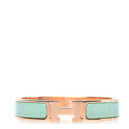 Hermes Enamel Narrow Clic Clac H Bracelet GM Vert Aqua 1 of 4