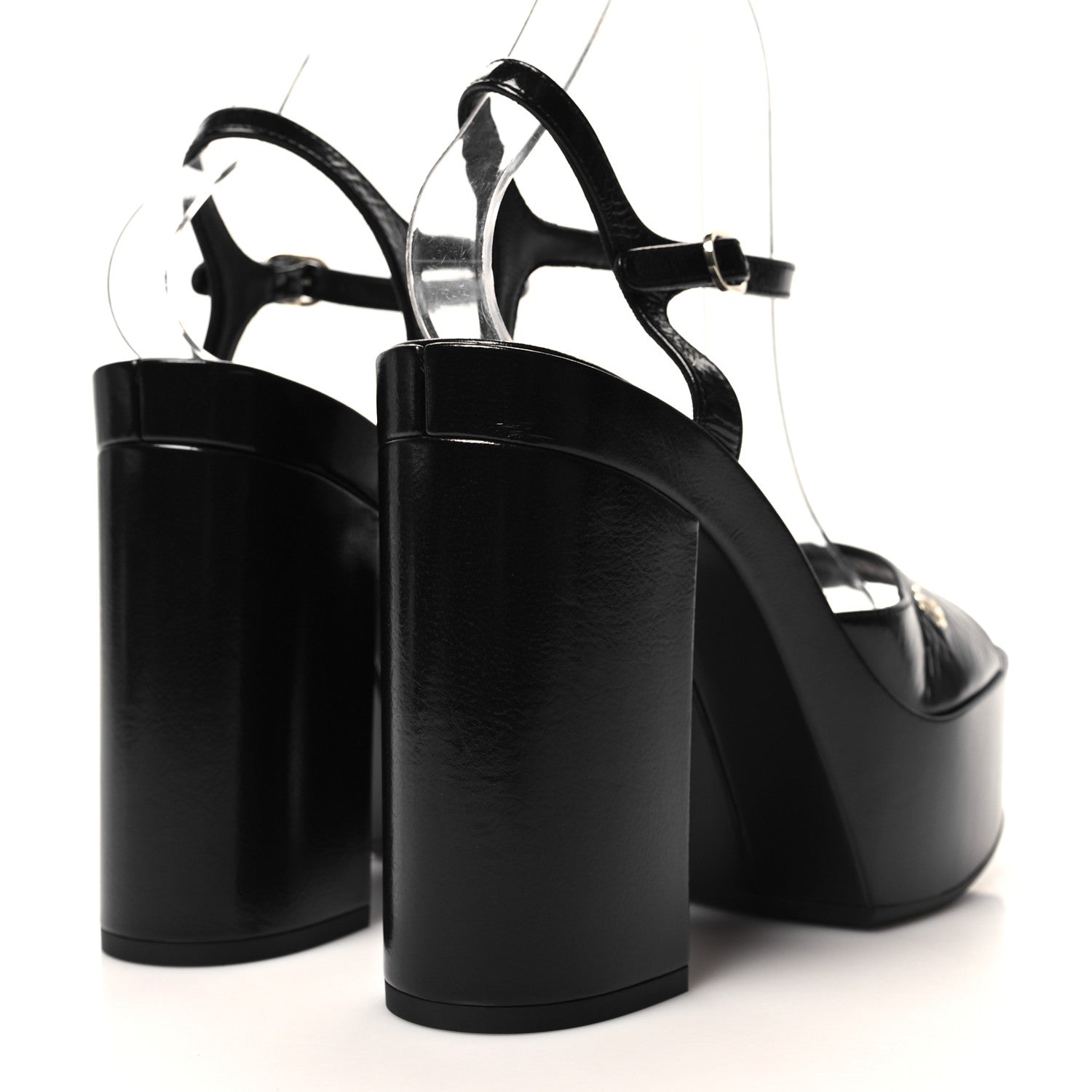 Chanel Calfskin CC Platform Sandals 40 Black 4 of 8
