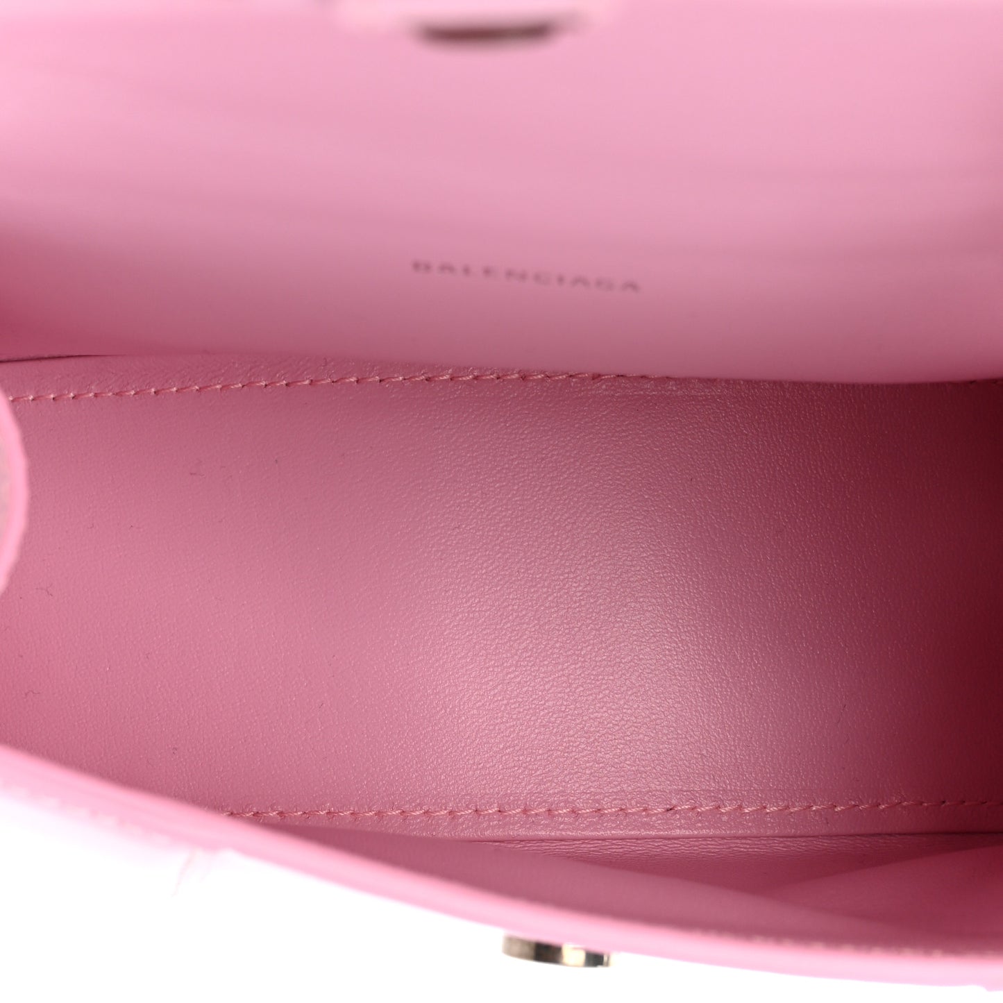 Shiny Box Calfskin Tonal B Hourglass Top Handle Bag XS Candy Pink
