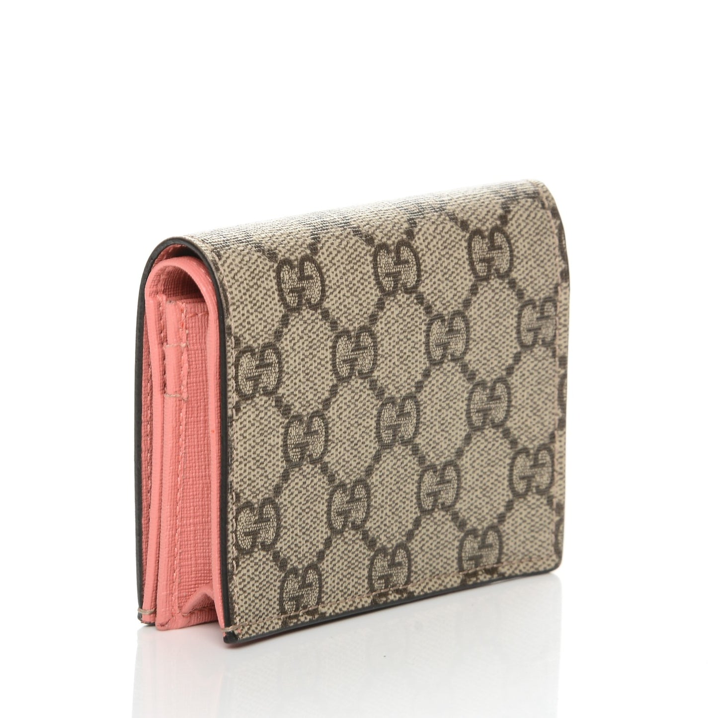 GG Supreme Monogram Face Embroidered Card Case Wallet Pink