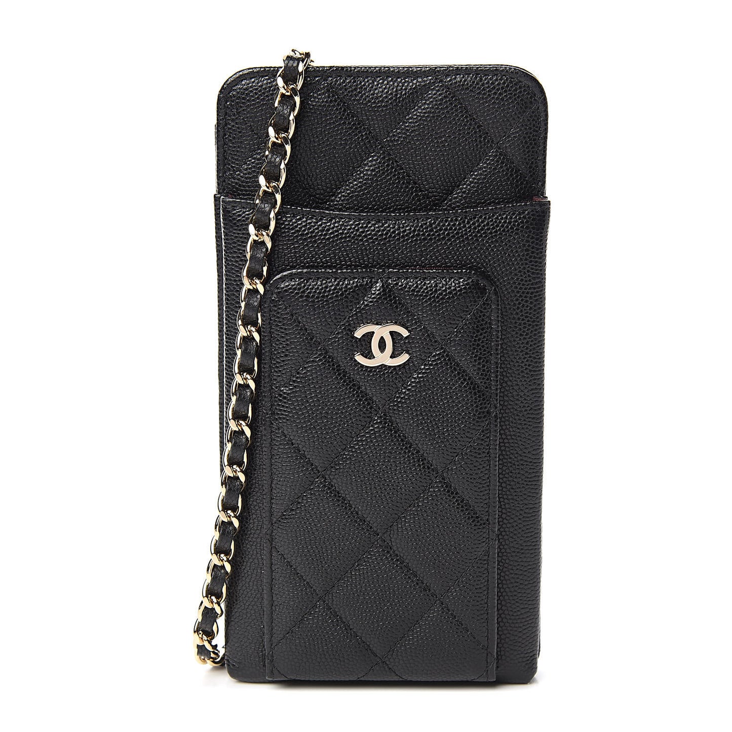 Caviar Quilted Zip Phone Case Black