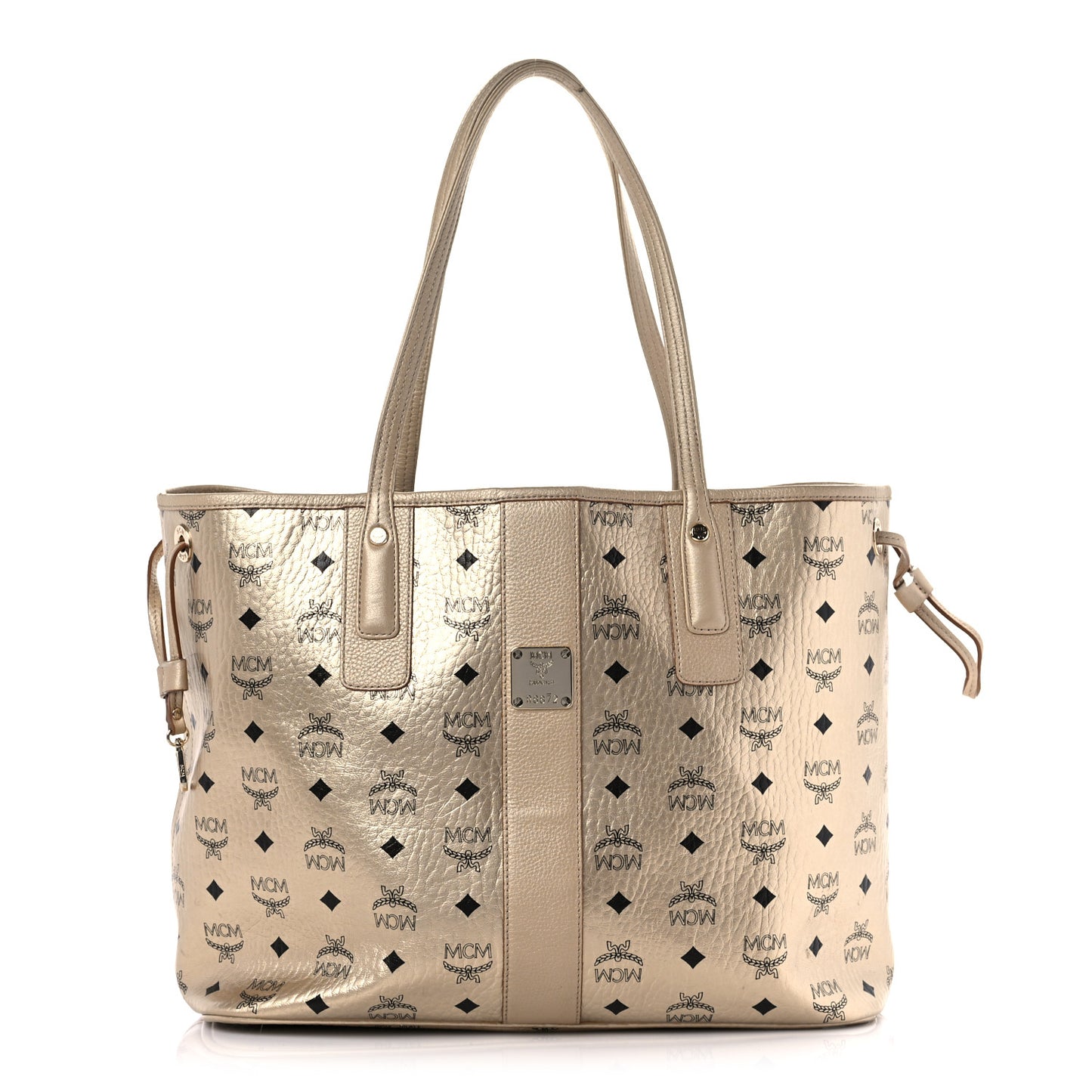 Metallic Visetos Medium Liz Reversible Shopper Tote Gold