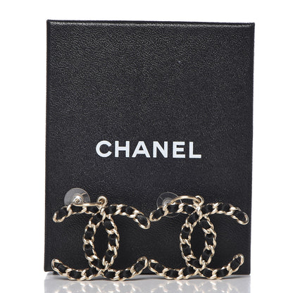Chanel Satin CC Chain Earrings Light Gold Black 4 of 4