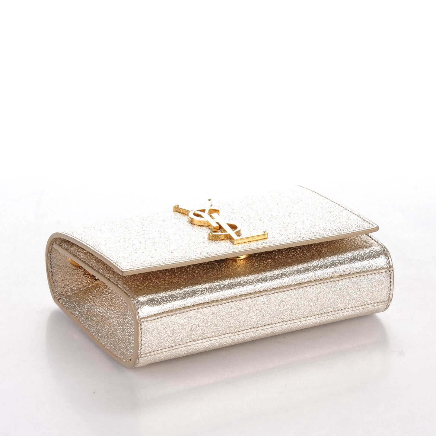 Metallic Calfskin Small Classic Monogram Kate Satchel Pale Gold