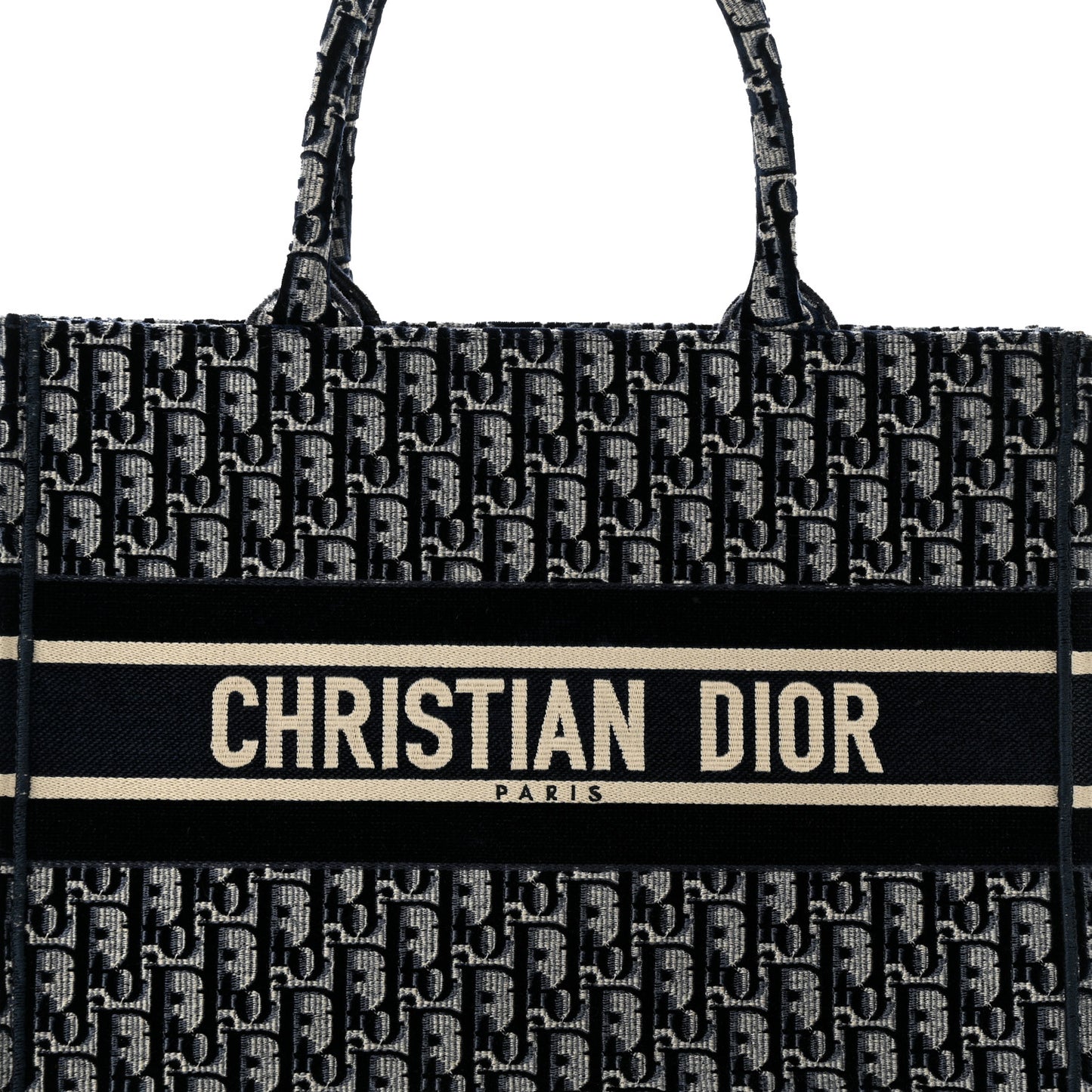 CHRISTIAN DIOR Oblique Velvet Medium Book Tote Blue Multicolor