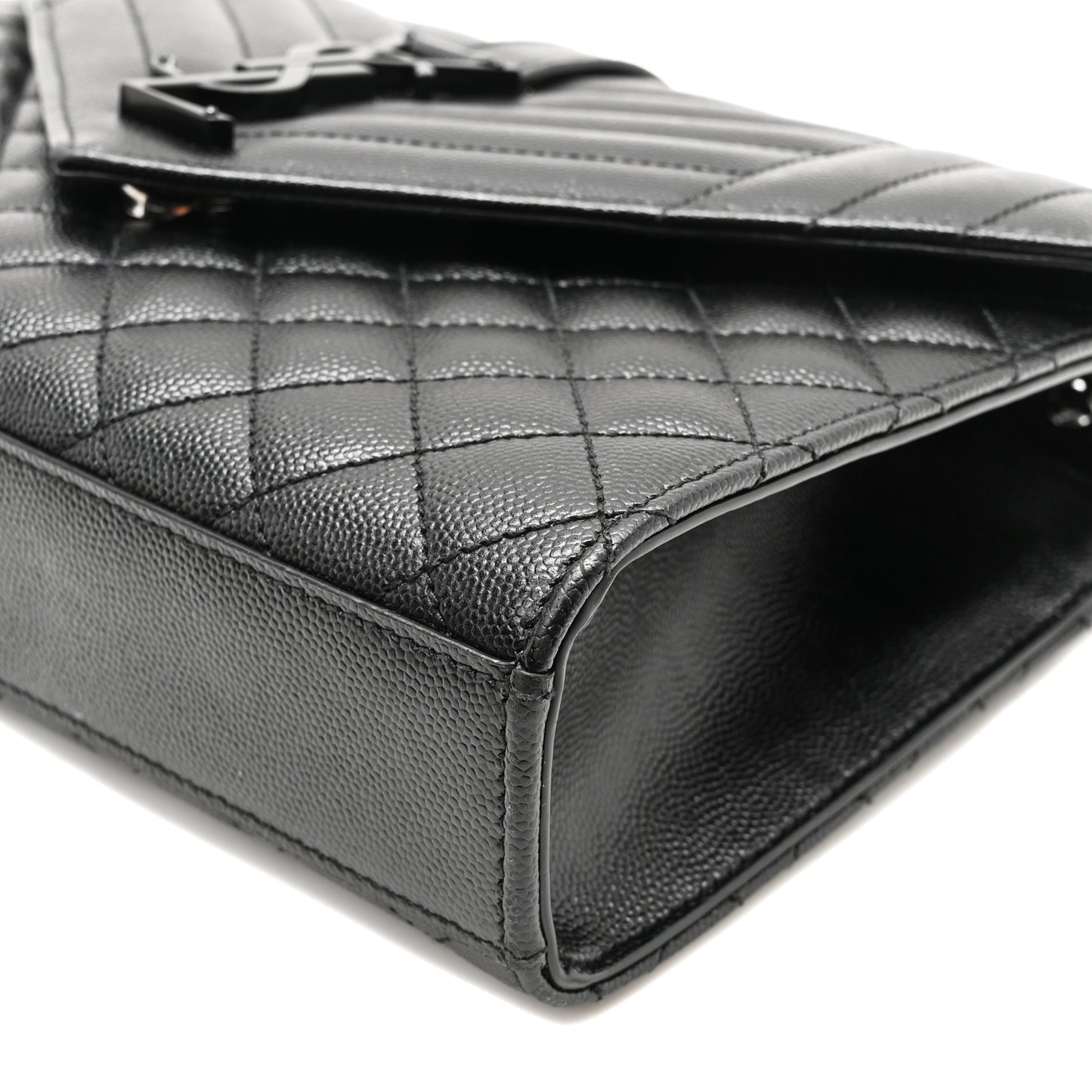 Grain De Poudre Textured Mixed Matelasse Triquilt Medium Monogram Monochrome Satchel Black