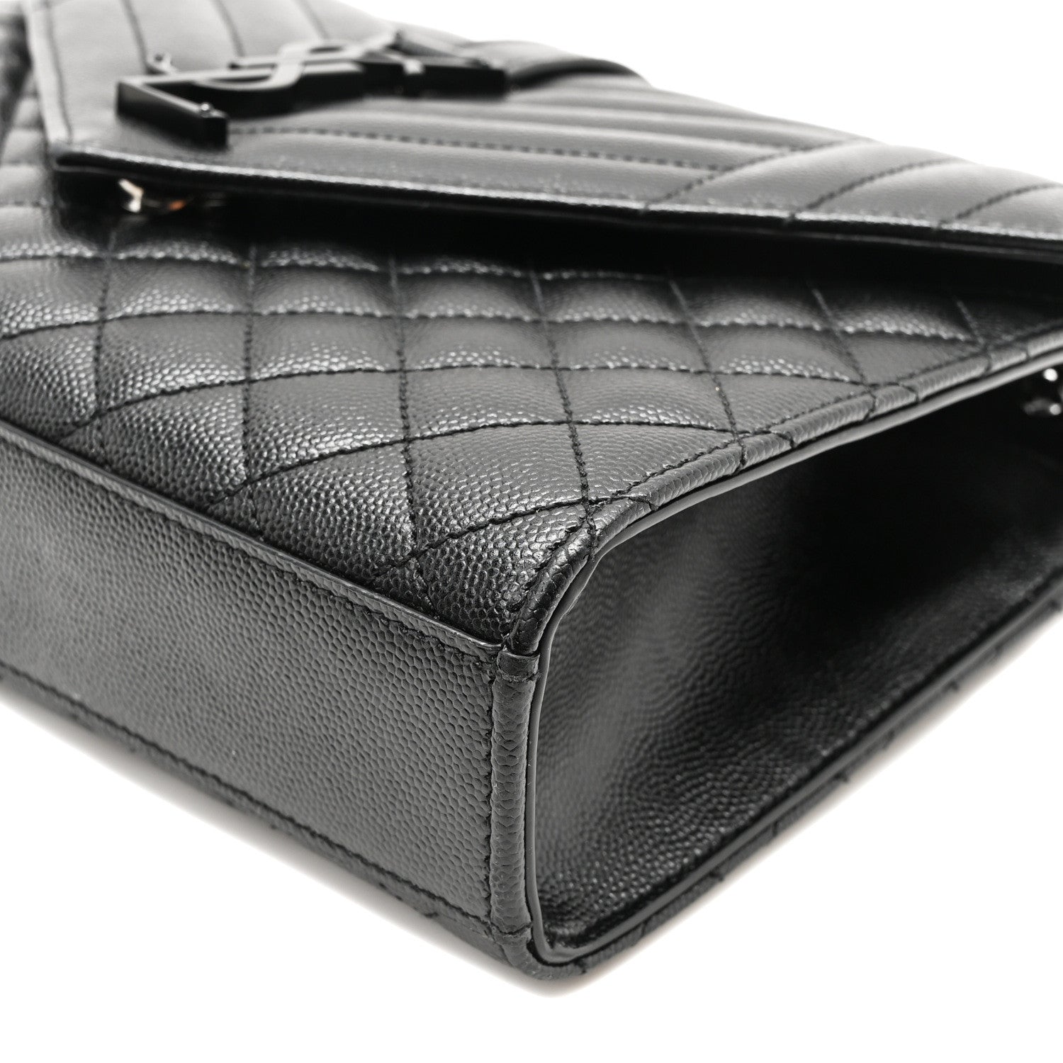Saint Laurent Grain De Poudre Textured Mixed Matelasse Triquilt Medium Monogram Monochrome Satchel Black 9 of 9