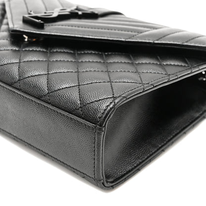 Saint Laurent Grain De Poudre Textured Mixed Matelasse Triquilt Medium Monogram Monochrome Satchel Black 9 of 9