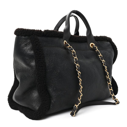 Chanel Lambskin Shearling Medium Deauville Tote Dark Brown 3 of 10