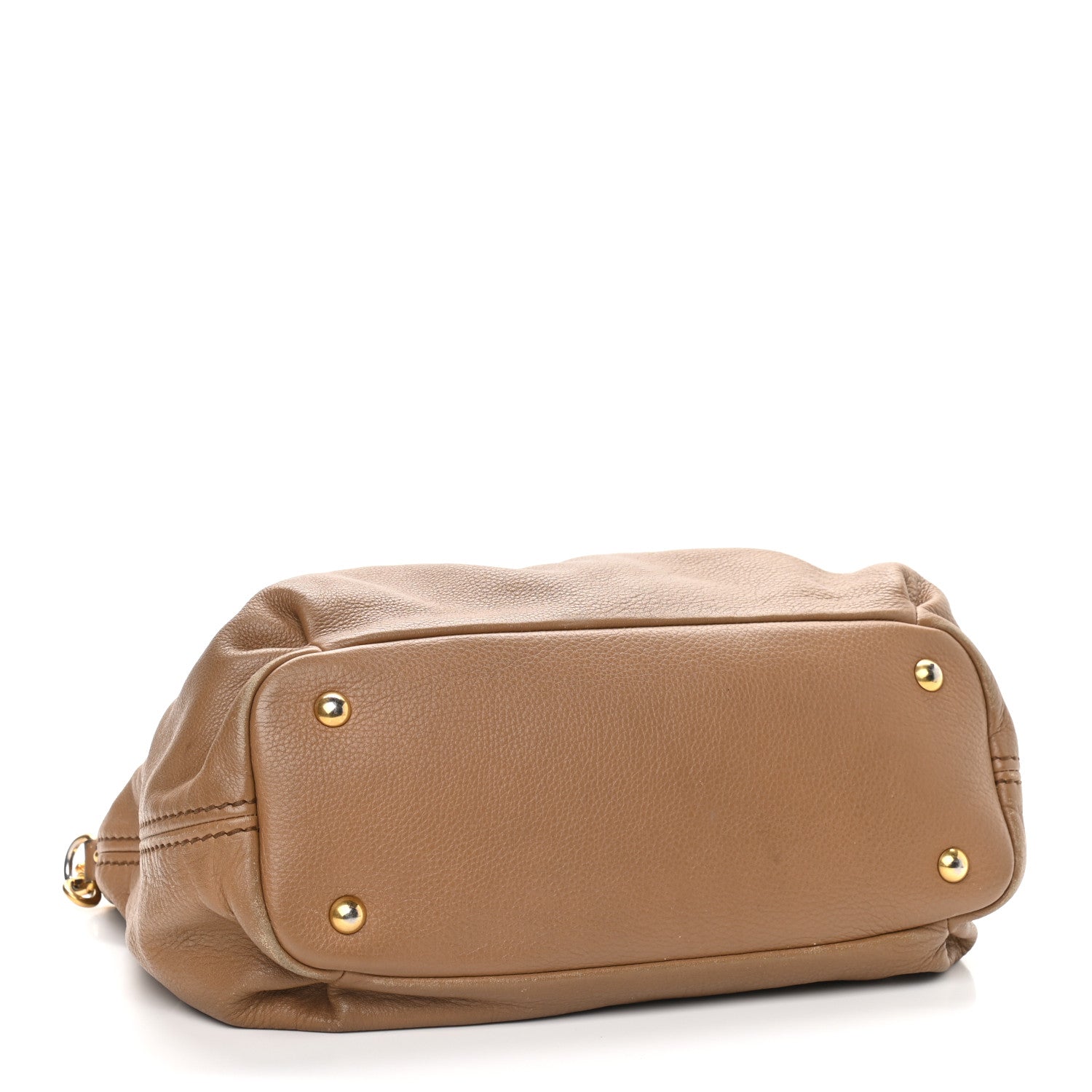 Miu Miu Vitello Daino Grommet Top Handle Tote Naturale 4 of 12