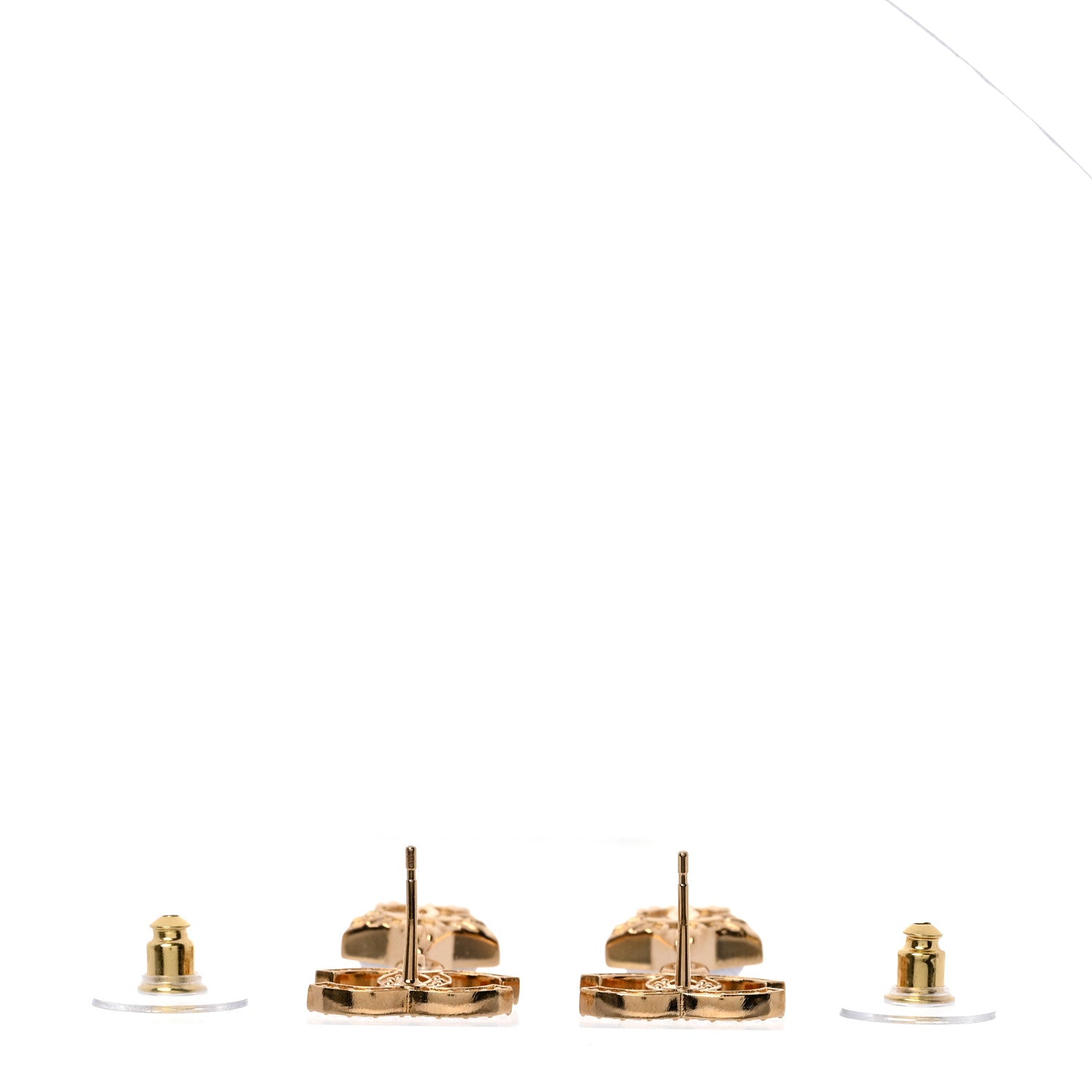 Chanel Metal Crystal Pearl CC Star Drop Earrings Gold Pearly White 3 of 5