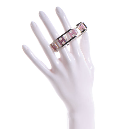 Hermes Reversible H Bracelet Pink and Silver 2 of 6