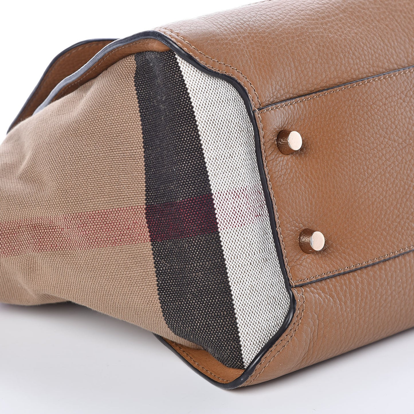 Mega Check Grained Calfskin Medium Harcourt Satchel Saddle Brown