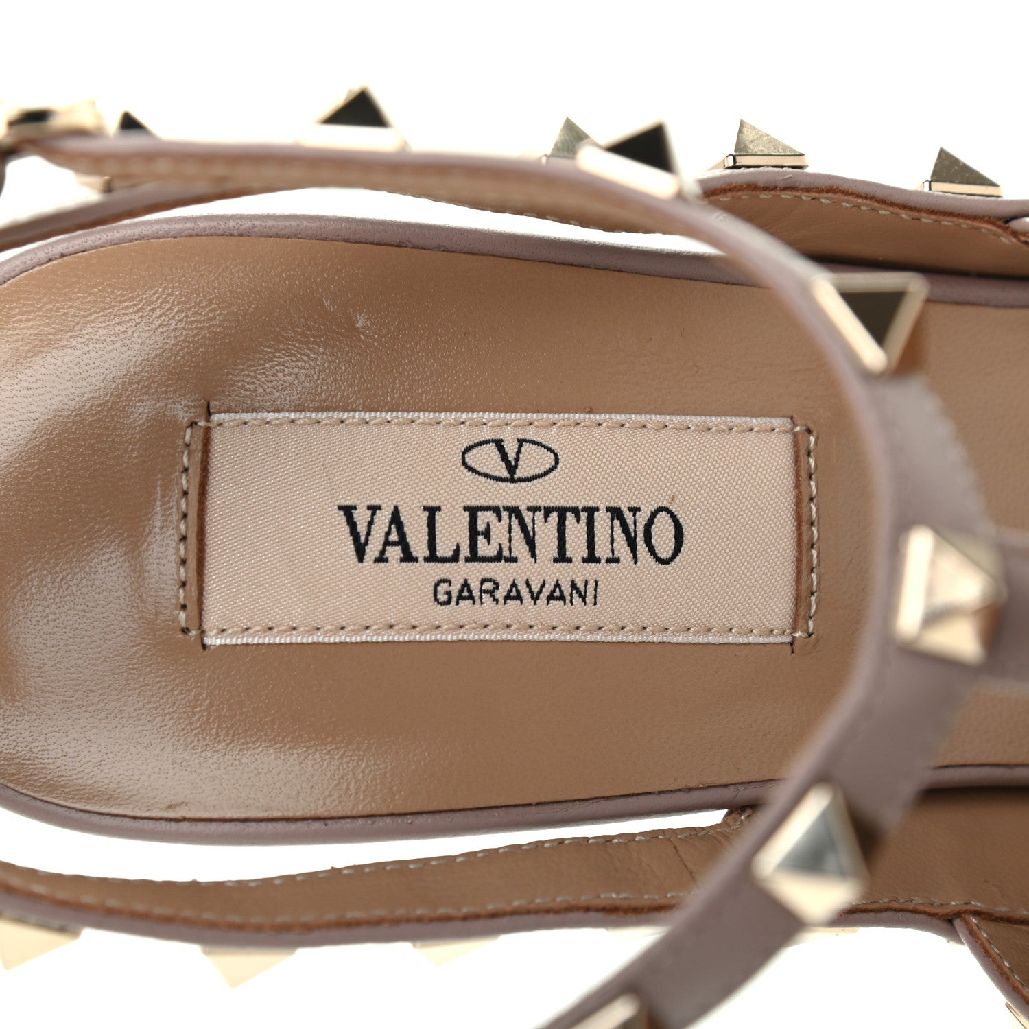Valentino Garavani Calfskin Nappa Rockstud Ankle Strap 100mm Pumps 39.5 Poudre 7 of 9