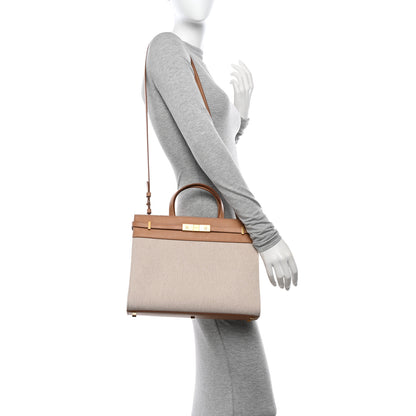 Saint Laurent Canvas Calfskin Medium Manhattan Shopper Tote Natural Brown 2 of 11