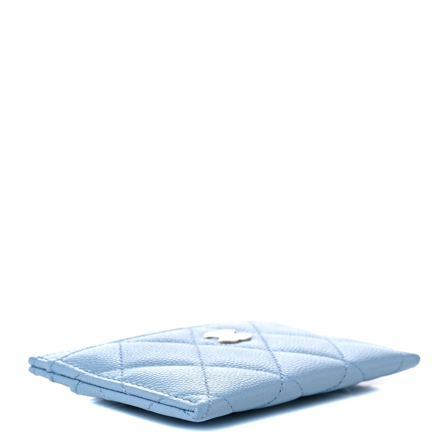 Caviar Quilted Card Holder Light Blue