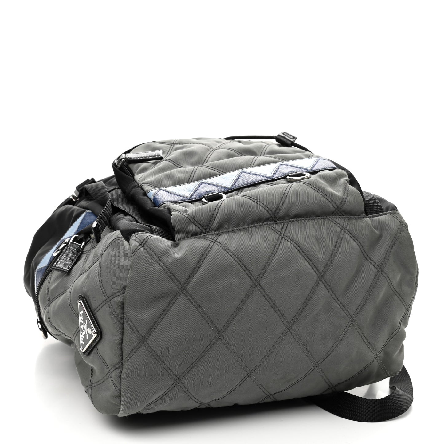 Tessuto Nylon Impunturato Double Buckle Backpack Ardesia Black