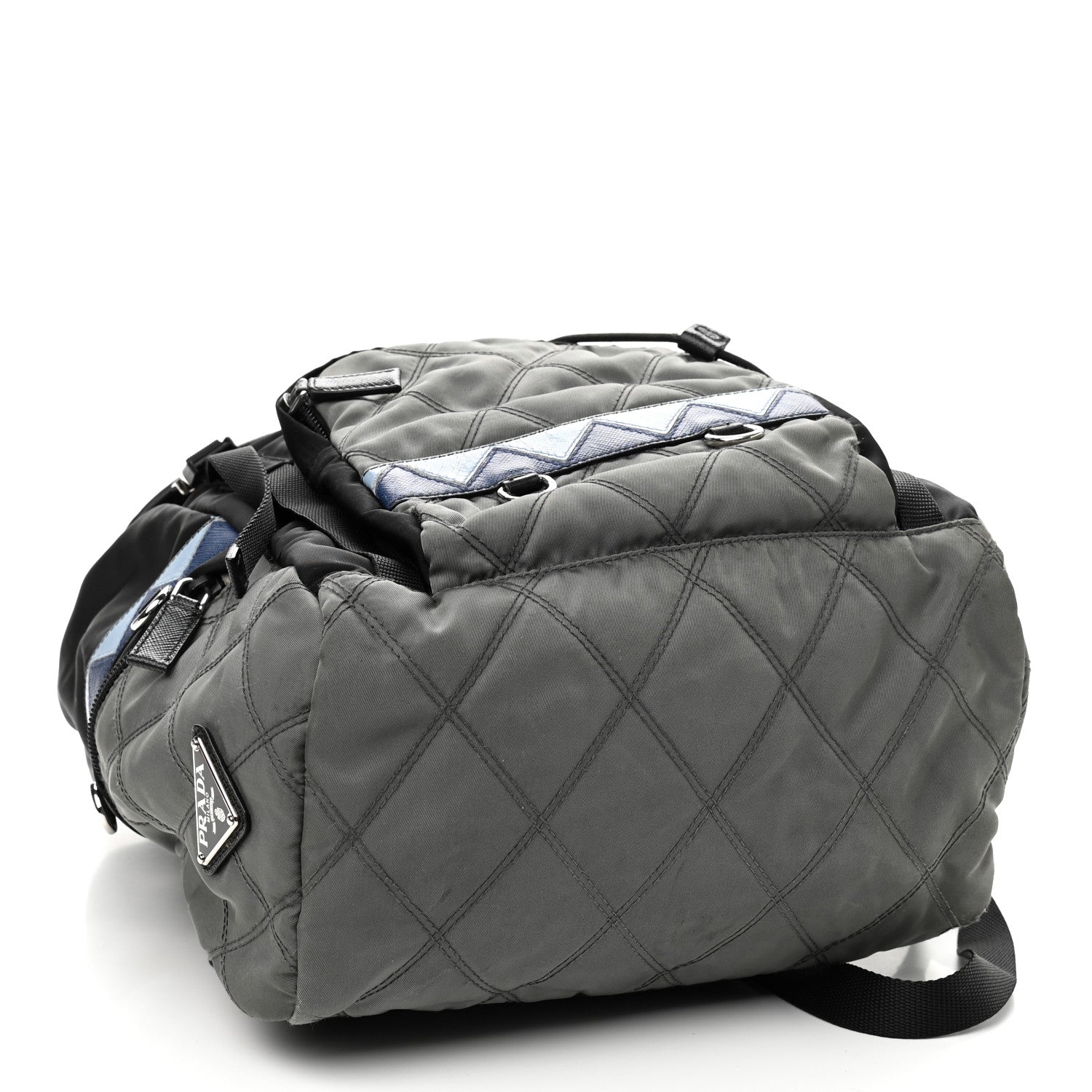 Prada Tessuto Nylon Impunturato Double Buckle Backpack Ardesia Black 4 of 9